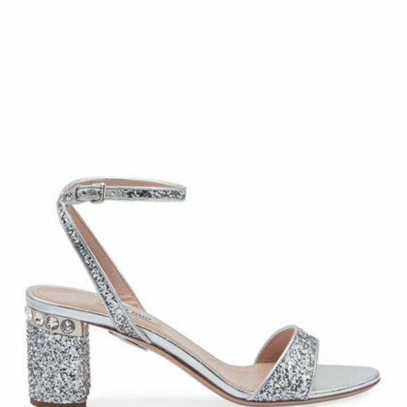 Miu miu glitter crystal block heel sandals - Picture 2 of 9